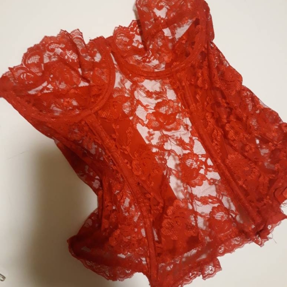 Lace Corset Vintage Red